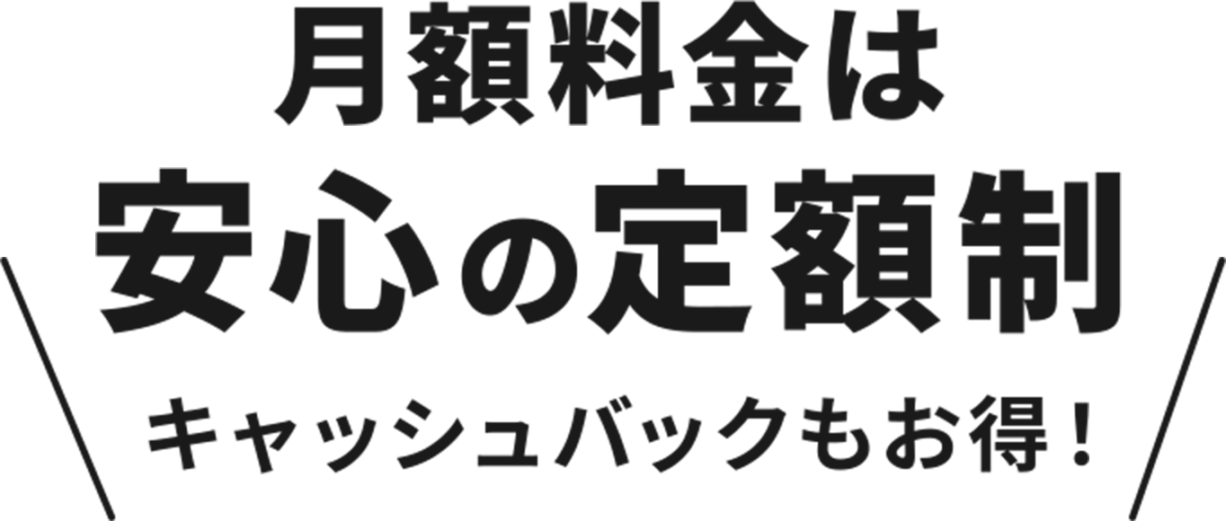 月額料金は安心の定額制！キャッシュバックもお得！